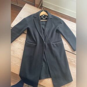 Topshop long black coat with front pockets